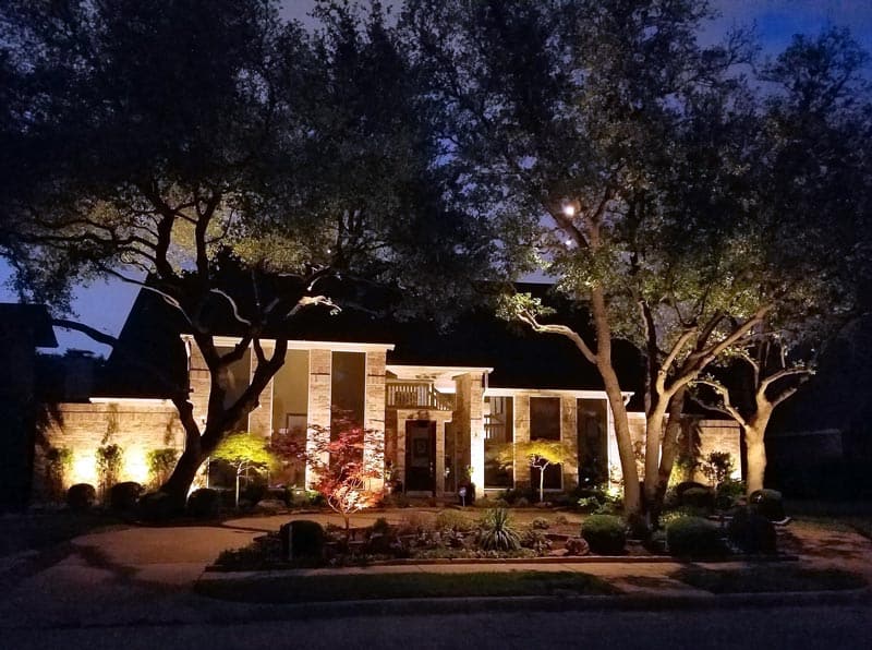 Beautiful Landscaping is more beautiful at night when the lighting is right