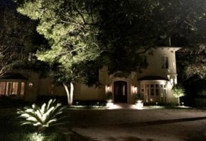 led lighting in front of a home
