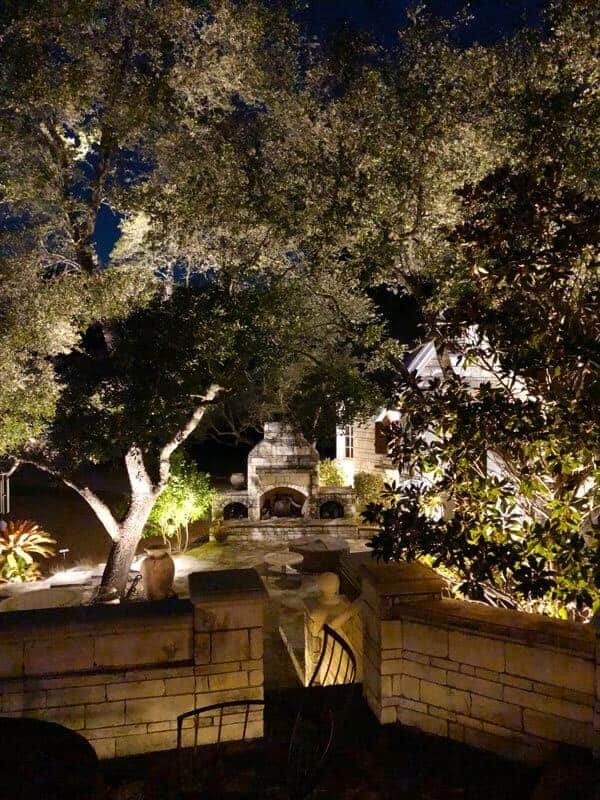 lights around a backyard