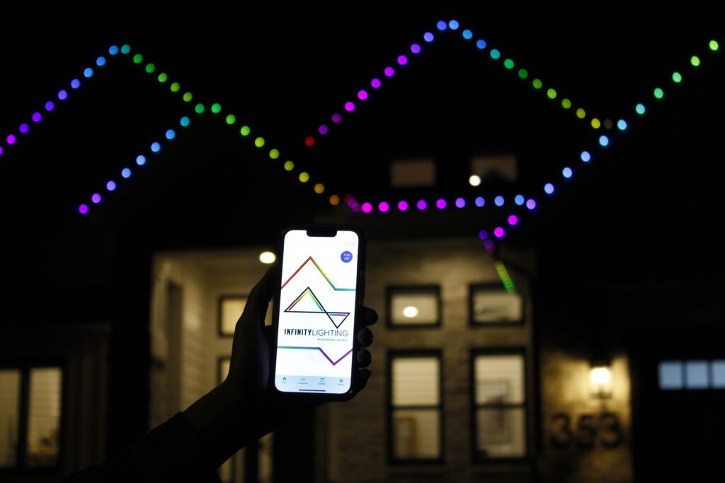 A close up of the infinity lights app.